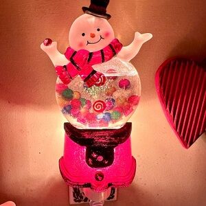 Festive Snowman Night Light with Red Accents 4.5 x 9